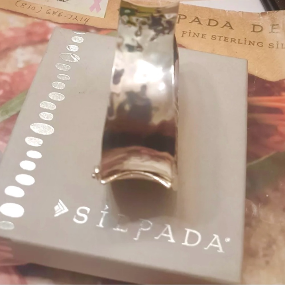 NEW Silpada Vintage Sterling Silver Sommelier Hammered Hinged.Bangle Bracelet - Picture 7 of 11
